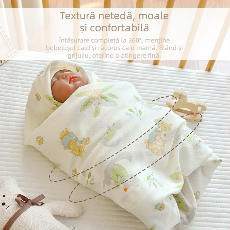 Swaddle de vară pentru nou-născuți, pătură din țesătură de gază din fibre de bambus, un singur strat