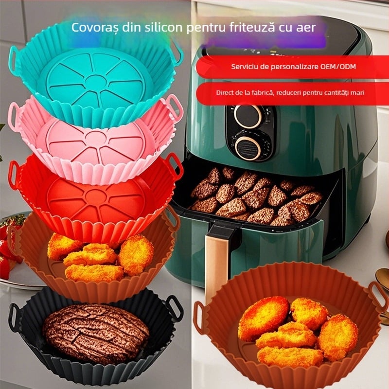 Covor din silicon pliabil pentru friteuză cu aer și tavă de copt, grosime îmbunătățită, accesoriu de bucătărie