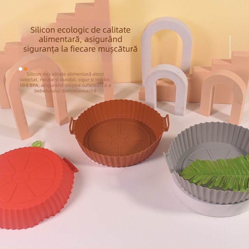Covor din silicon pliabil pentru friteuză cu aer și tavă de copt, grosime îmbunătățită, accesoriu de bucătărie