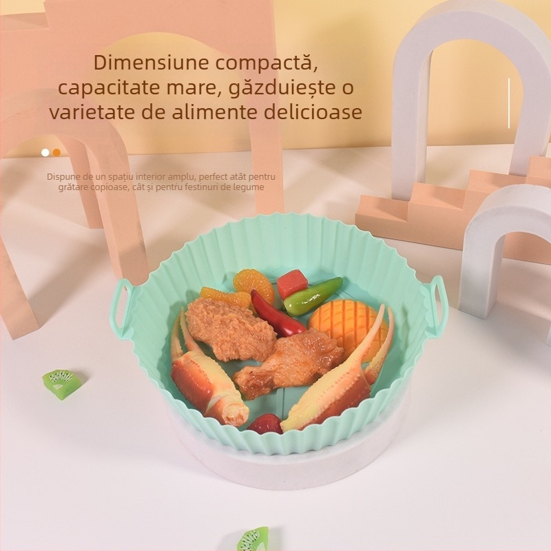Covor din silicon pliabil pentru friteuză cu aer și tavă de copt, grosime îmbunătățită, accesoriu de bucătărie
