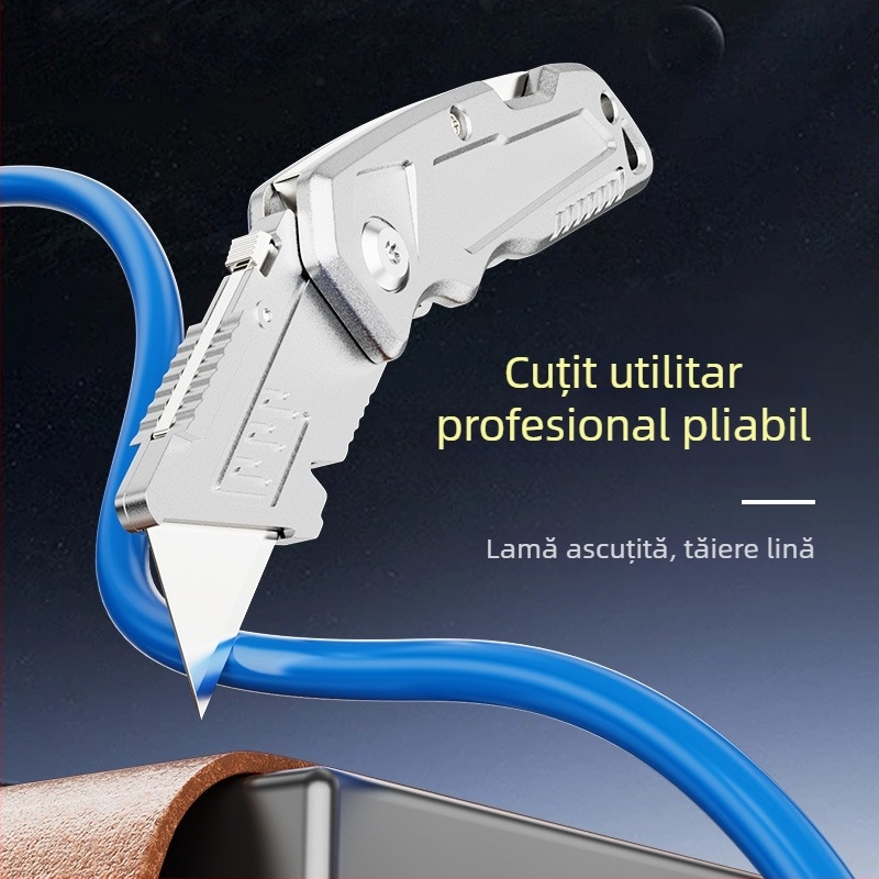 Cuțit universal din aliaj, pliabil, pentru tapet, dezizolarea cablurilor, tăietor de hârtie.