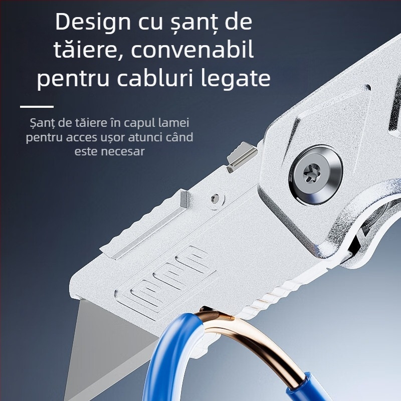 Cuțit universal din aliaj, pliabil, pentru tapet, dezizolarea cablurilor, tăietor de hârtie.