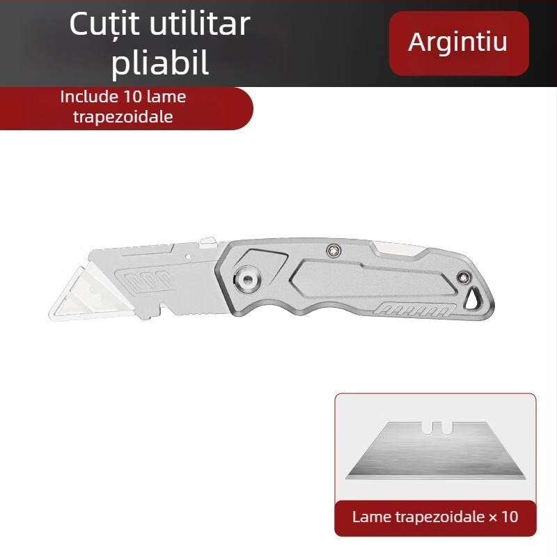 Cuțit universal din aliaj, pliabil, pentru tapet, dezizolarea cablurilor, tăietor de hârtie.
