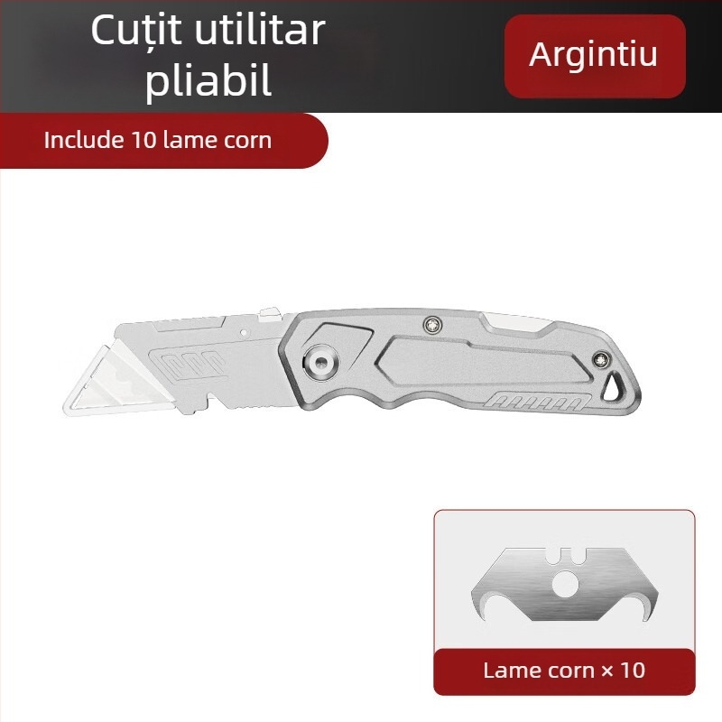 Cuțit universal din aliaj, pliabil, pentru tapet, dezizolarea cablurilor, tăietor de hârtie.