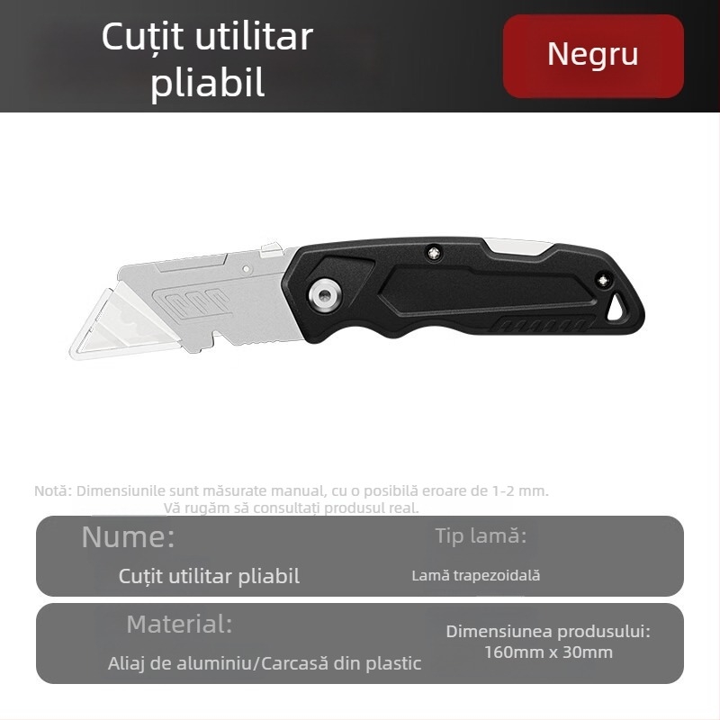 Cuțit universal din aliaj, pliabil, pentru tapet, dezizolarea cablurilor, tăietor de hârtie.