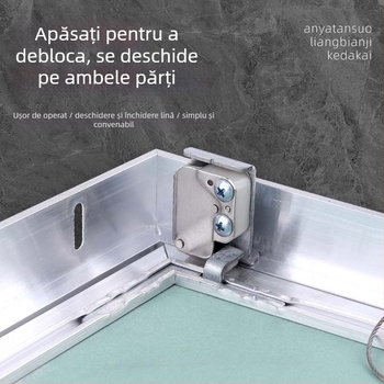 Portă de inspecție din aliaj de aluminiu pentru gips-carton, cu mecanism apăsare-tras, acces rezistent la umezeală la țevi pentru tavan și perete