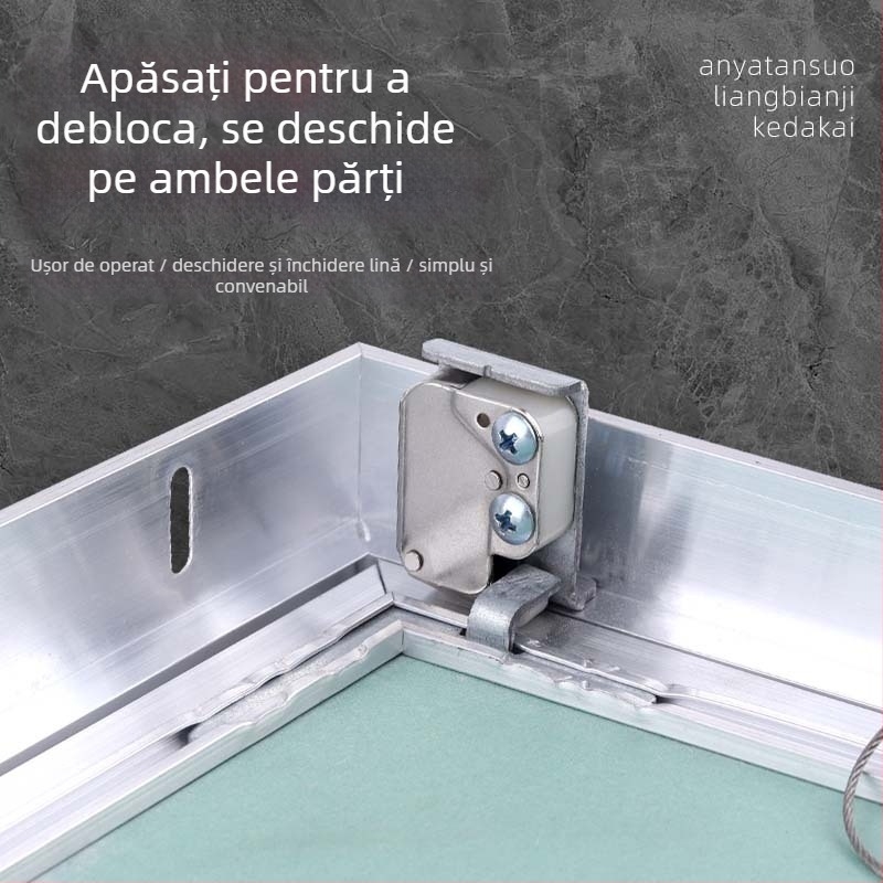 Portă de inspecție din aliaj de aluminiu pentru gips-carton, cu mecanism apăsare-tras, acces rezistent la umezeală la țevi pentru tavan și perete