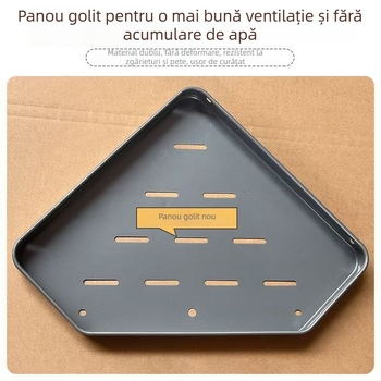 Etajeră de baie și bucătărie, pe podea, colț triunghiular, cu mai multe rafturi, portabilă