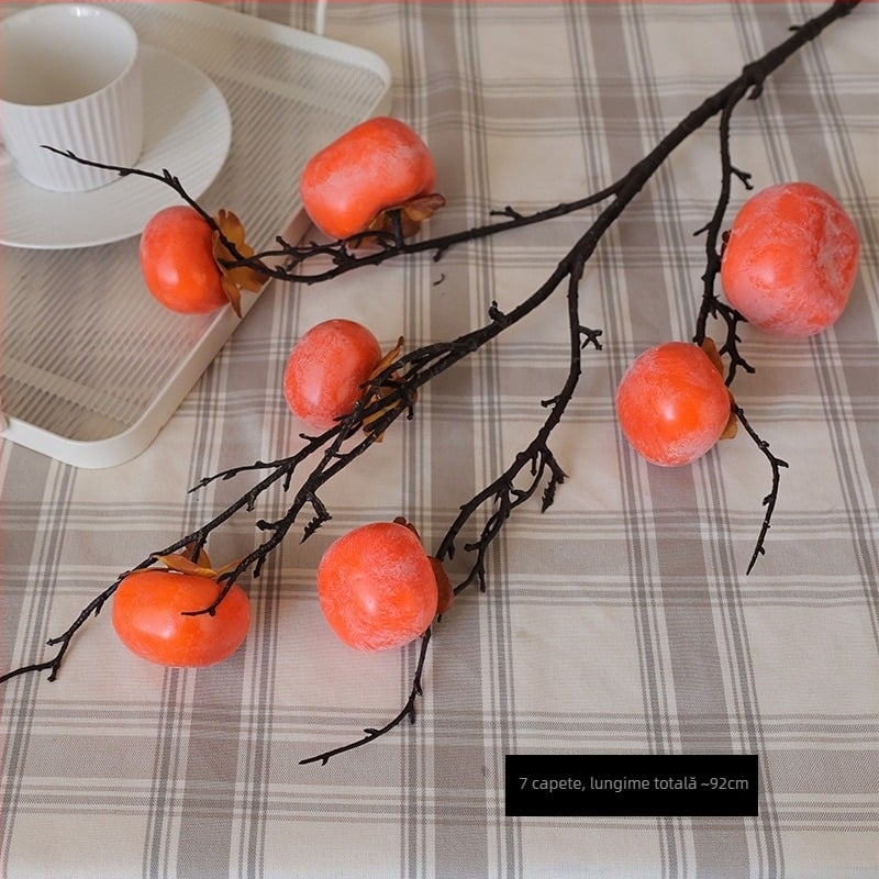 Aranjament floral artificial cu 7 kaki pentru decorul casei