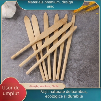 Lingură de bambus pentru umplerea wontonilor mici și dumplings, bețișor de bambus pentru servire și amestecare