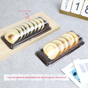 Cutie trapezoidală pentru ambalarea rulourilor de prăjitură: rulouri lungi Swiss, rulouri cu model tigru, rulouri sushi, felii, recipient din plastic transparent pentru patiserie