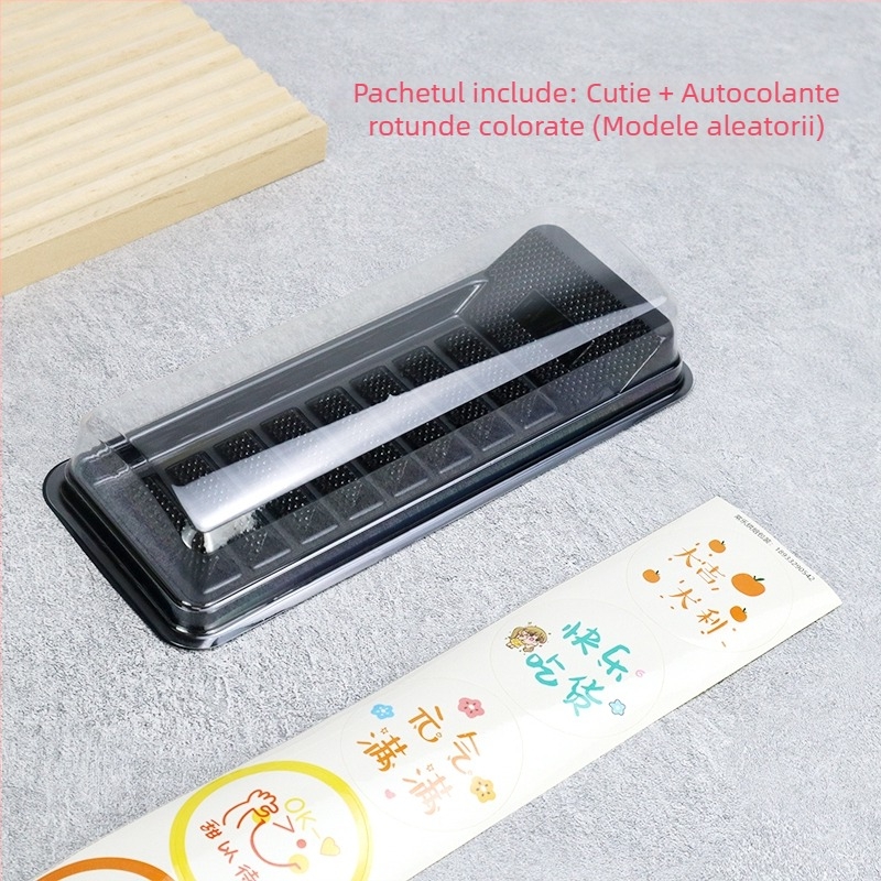 Cutie trapezoidală pentru ambalarea rulourilor de prăjitură: rulouri lungi Swiss, rulouri cu model tigru, rulouri sushi, felii, recipient din plastic transparent pentru patiserie