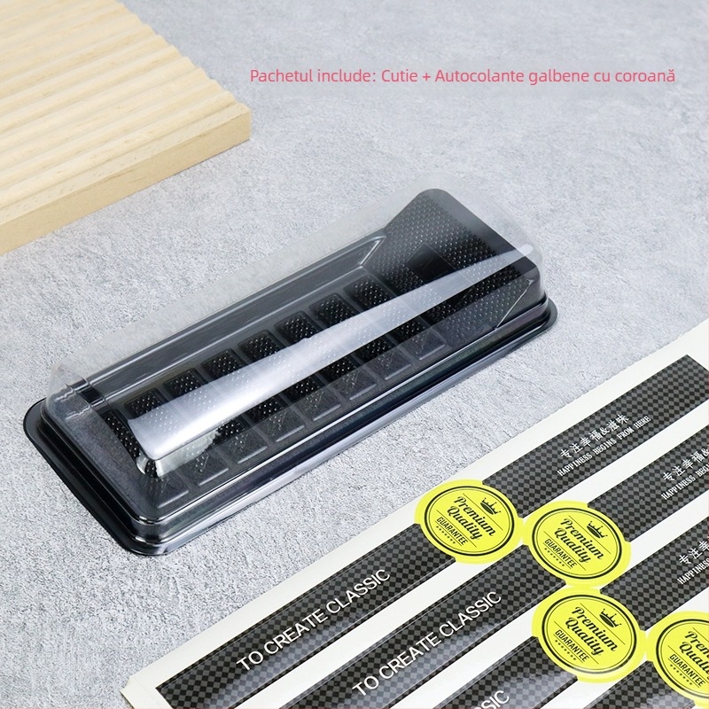 Cutie trapezoidală pentru ambalarea rulourilor de prăjitură: rulouri lungi Swiss, rulouri cu model tigru, rulouri sushi, felii, recipient din plastic transparent pentru patiserie