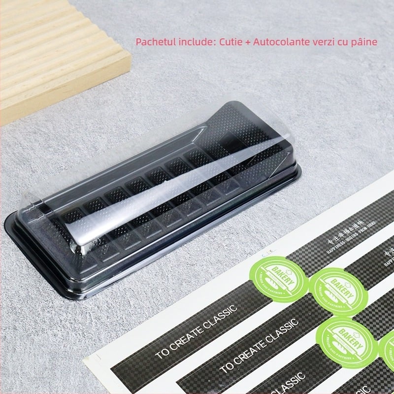 Cutie trapezoidală pentru ambalarea rulourilor de prăjitură: rulouri lungi Swiss, rulouri cu model tigru, rulouri sushi, felii, recipient din plastic transparent pentru patiserie