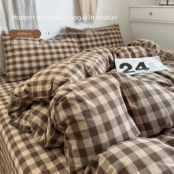 Husă pentru pilotă din bumbac 100%, model 2025, dimensiuni 150x200x230 cm, pat single în cămin