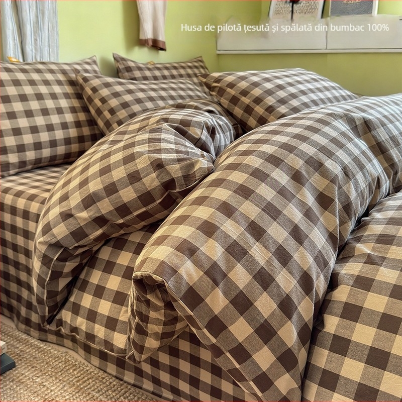 Husă pentru pilotă din bumbac 100%, model 2025, dimensiuni 150x200x230 cm, pat single în cămin