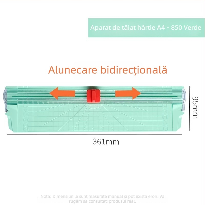 Tăietor de hârtie A4 cu direcție dublă, mic tăietor manual portabil pentru elevi și birou