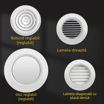 Difuzor circular ABS pentru aer proaspăt interior, reglabil, alb, model 008