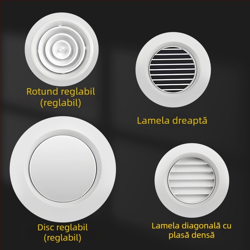 Difuzor circular ABS pentru aer proaspăt interior, reglabil, alb, model 008