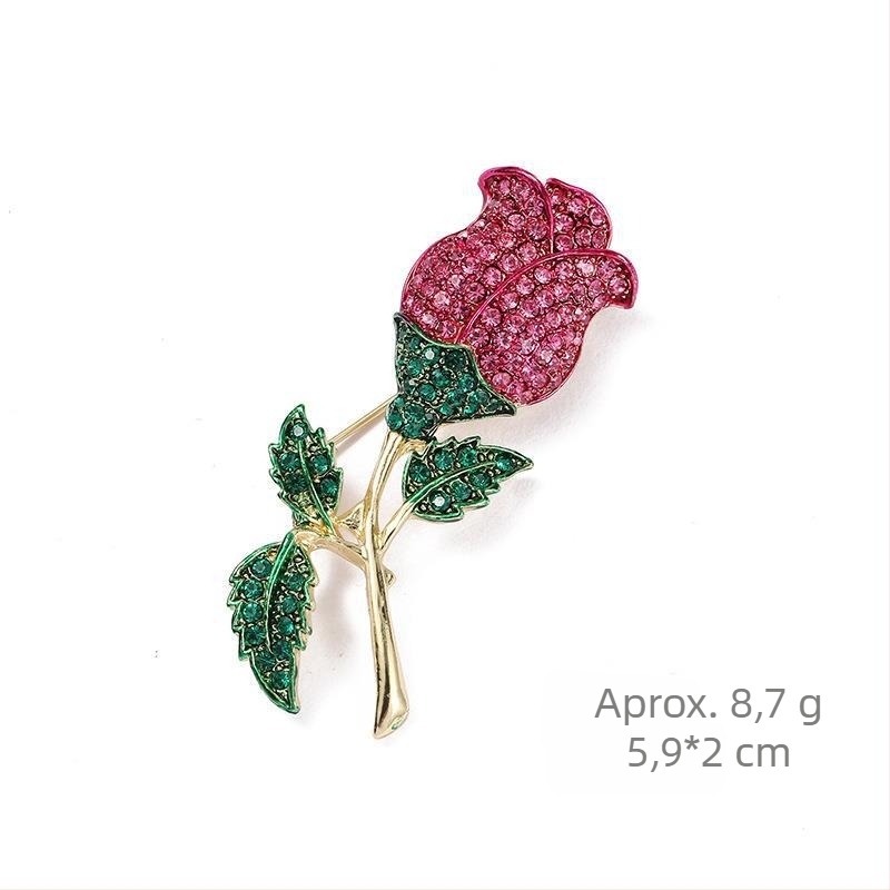 Broșă florală nouă, design retro, roză cu cristale, din aliaj