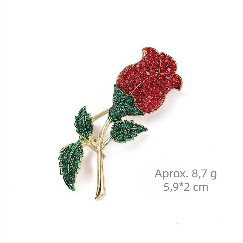 Broșă florală nouă, design retro, roză cu cristale, din aliaj