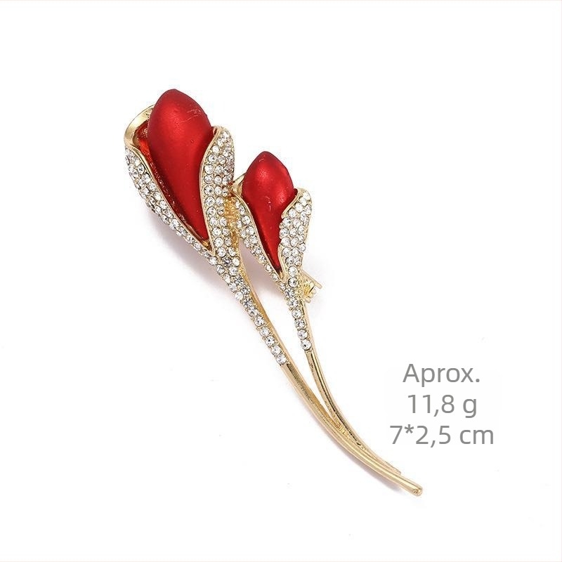 Broșă florală nouă, design retro, roză cu cristale, din aliaj