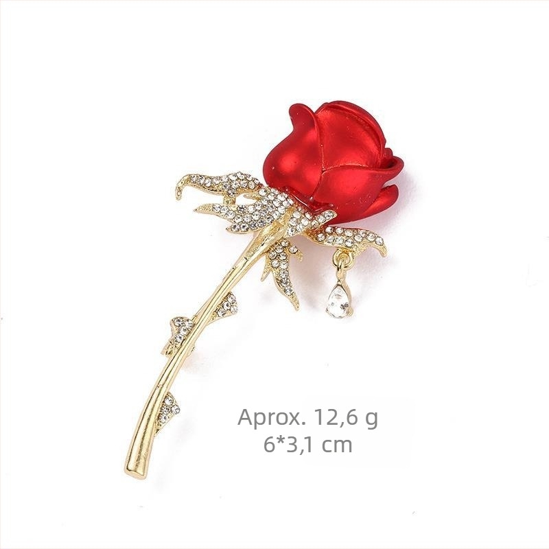 Broșă florală nouă, design retro, roză cu cristale, din aliaj