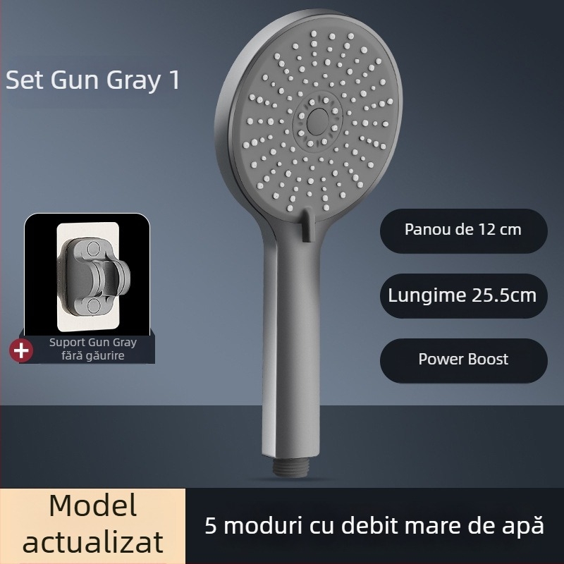 Set de duș cu presiune sporită, cinci moduri, ABS, cap de duș rotund, lux pentru baie