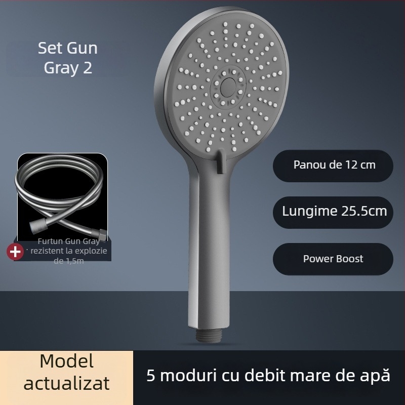 Set de duș cu presiune sporită, cinci moduri, ABS, cap de duș rotund, lux pentru baie