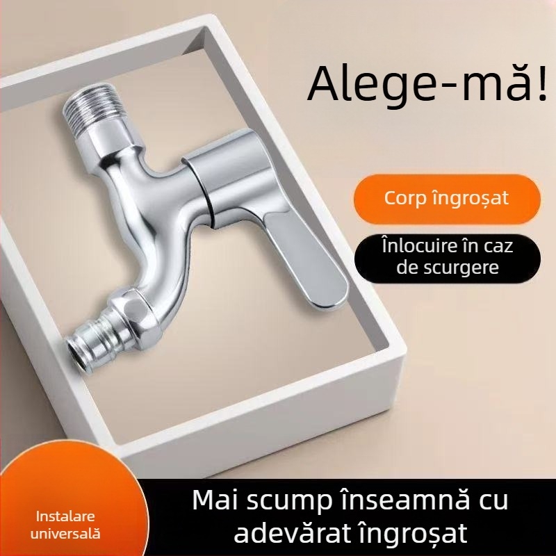 Robinet pentru mașina de spălat, uz casnic, lung și gros, deschidere rapidă, cu o singură intrare și două ieșiri