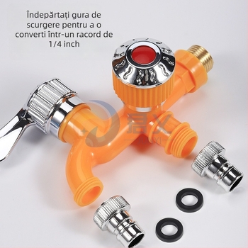 Robinet de bucătărie din plastic, rezistent la temperaturi înalte, cu două ieșiri, anti-stropire, alimentare cu apă rece, multifuncțional