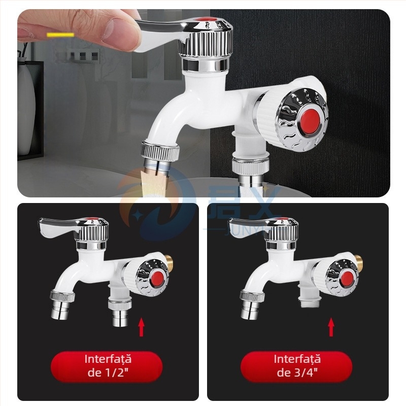Robinet de bucătărie din plastic, rezistent la temperaturi înalte, cu două ieșiri, anti-stropire, alimentare cu apă rece, multifuncțional