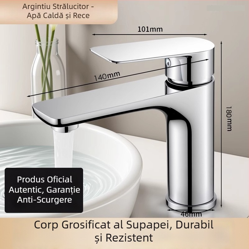 Robinet de bazin cu un singur orificiu, gri gunmetal, pentru apă caldă și rece – baie, oțel inoxidabil