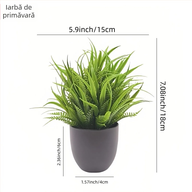Bonsai artificial cu plante verzi, flori variate din plastic, plante în ghivece mici pentru decor în casă și la birou
