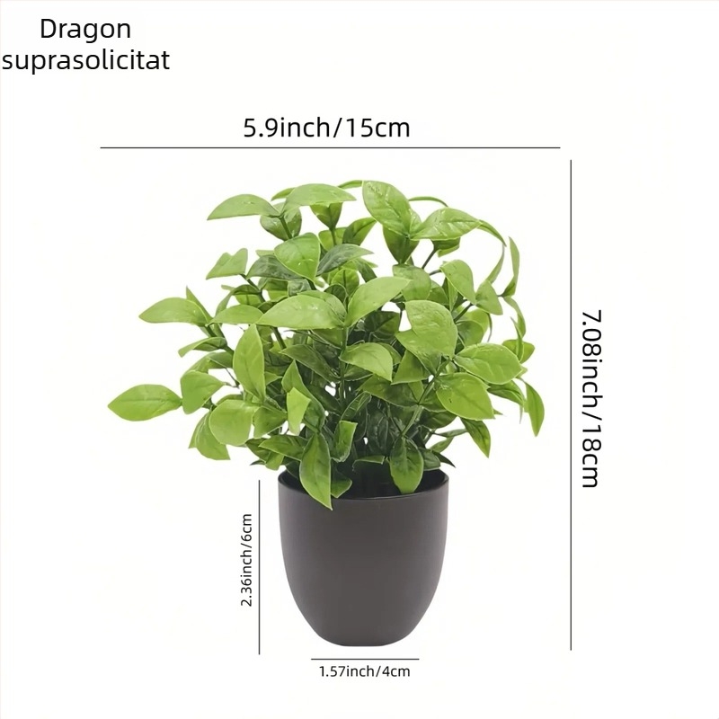 Bonsai artificial cu plante verzi, flori variate din plastic, plante în ghivece mici pentru decor în casă și la birou