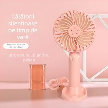 Ventilator USB mini portabil, pentru birou și mână, pentru dormitor și activități în aer liber, 3 trepte de viteză, baterie detașabilă, încărcare USB
