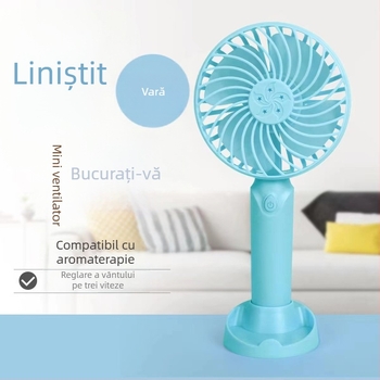Ventilator USB mini portabil, pentru birou și mână, pentru dormitor și activități în aer liber, 3 trepte de viteză, baterie detașabilă, încărcare USB