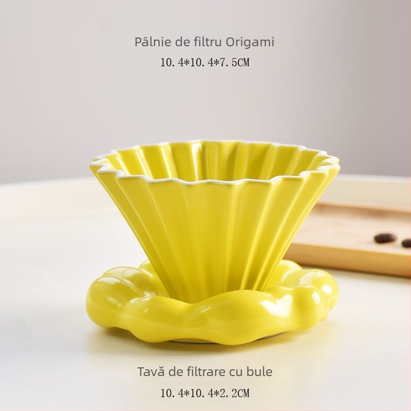 Filtru ceramic V60 pentru cafea, dimensiune mică, stil origami, pregătire manuală