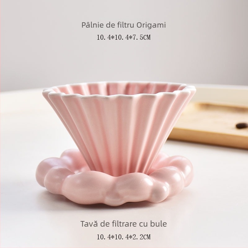 Filtru ceramic V60 pentru cafea, dimensiune mică, stil origami, pregătire manuală