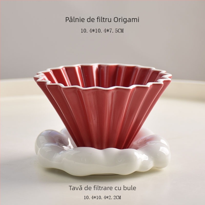 Filtru ceramic V60 pentru cafea, dimensiune mică, stil origami, pregătire manuală