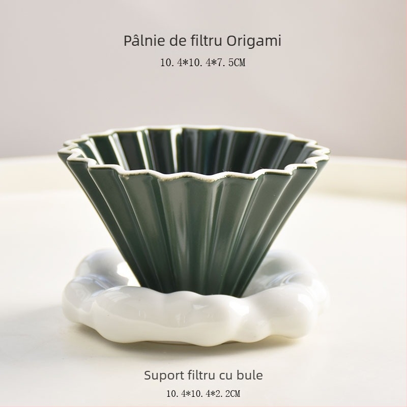 Filtru ceramic V60 pentru cafea, dimensiune mică, stil origami, pregătire manuală