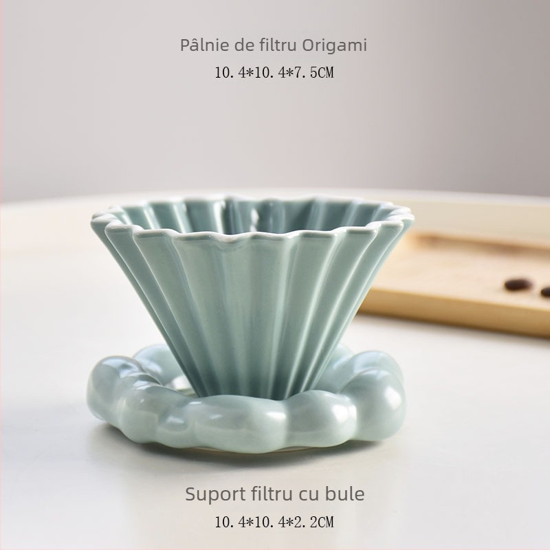Filtru ceramic V60 pentru cafea, dimensiune mică, stil origami, pregătire manuală
