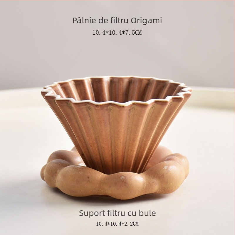 Filtru ceramic V60 pentru cafea, dimensiune mică, stil origami, pregătire manuală