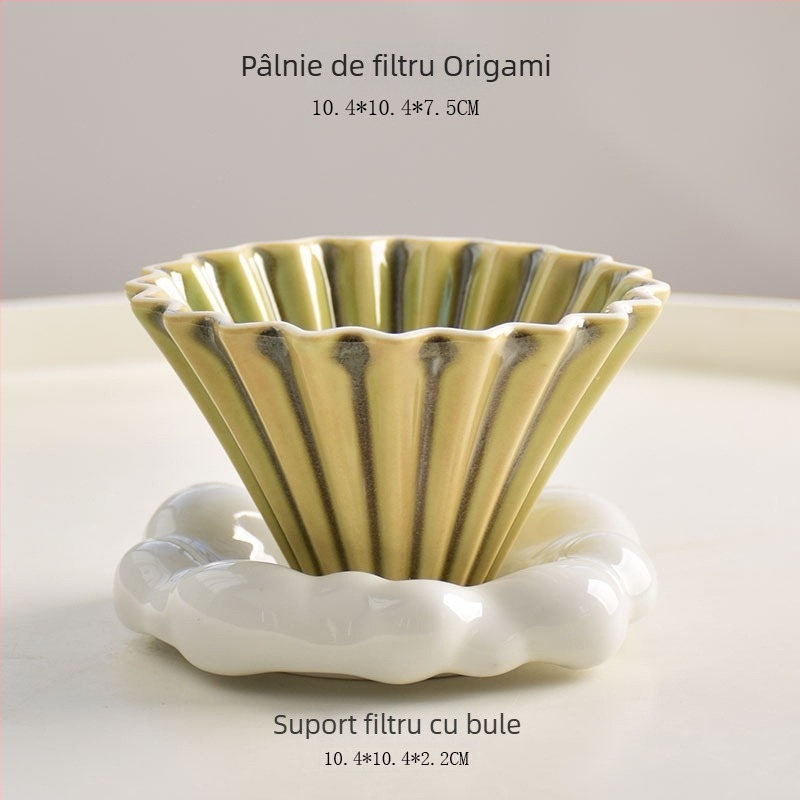 Filtru ceramic V60 pentru cafea, dimensiune mică, stil origami, pregătire manuală