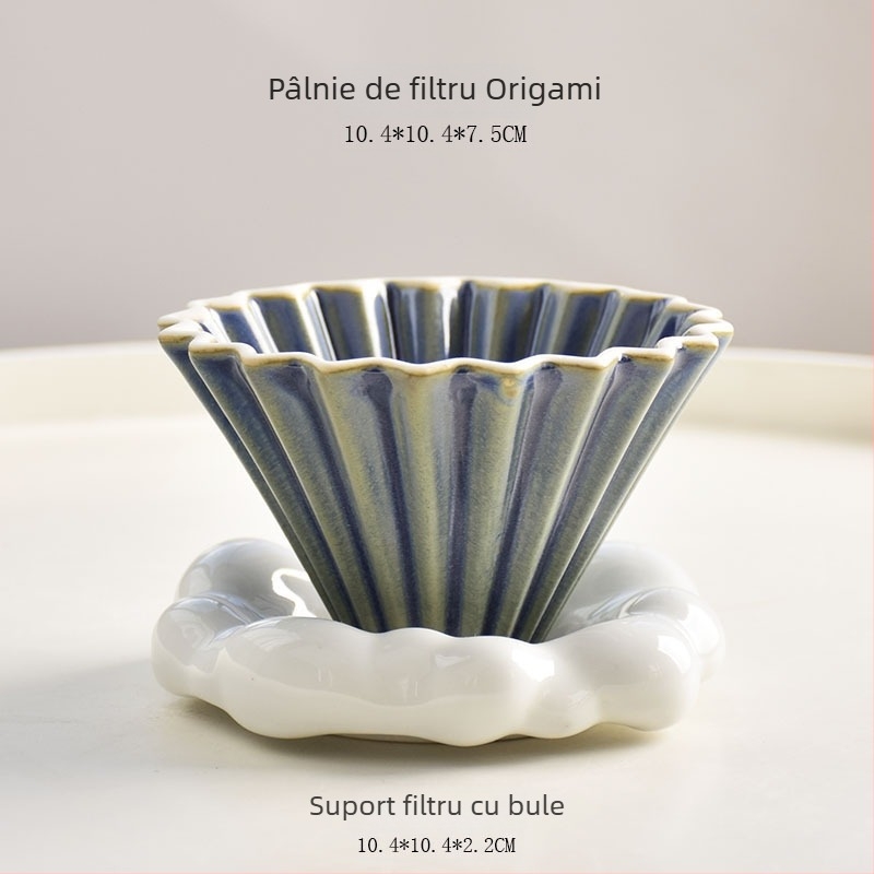 Filtru ceramic V60 pentru cafea, dimensiune mică, stil origami, pregătire manuală