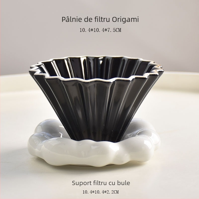 Filtru ceramic V60 pentru cafea, dimensiune mică, stil origami, pregătire manuală