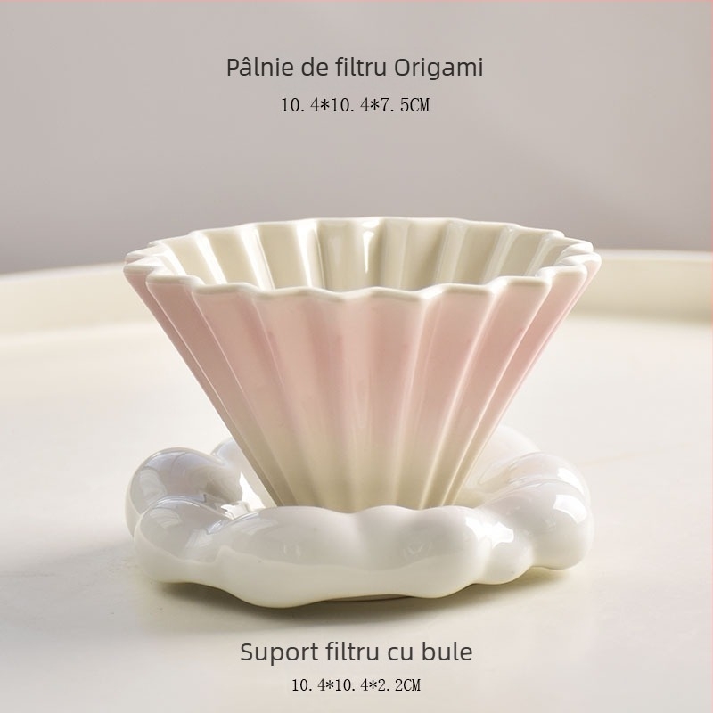 Filtru ceramic V60 pentru cafea, dimensiune mică, stil origami, pregătire manuală