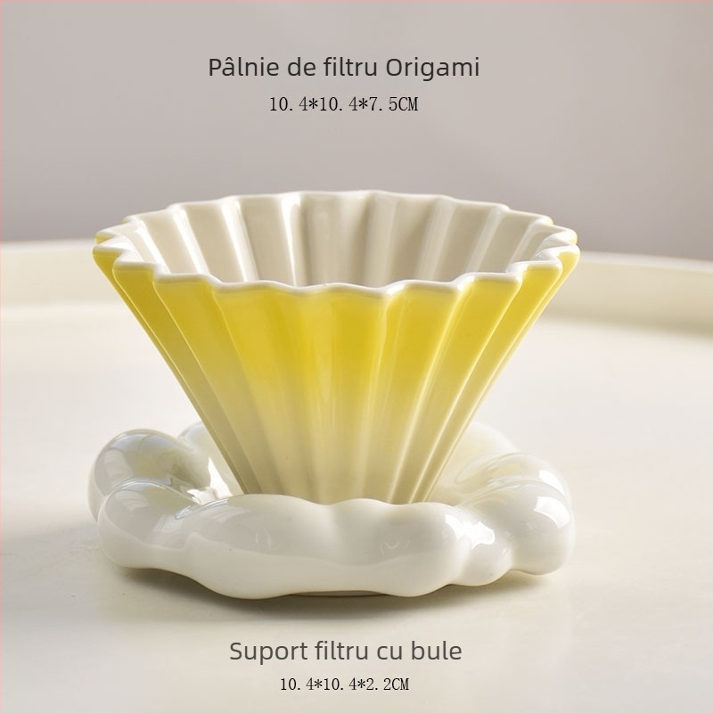 Filtru ceramic V60 pentru cafea, dimensiune mică, stil origami, pregătire manuală