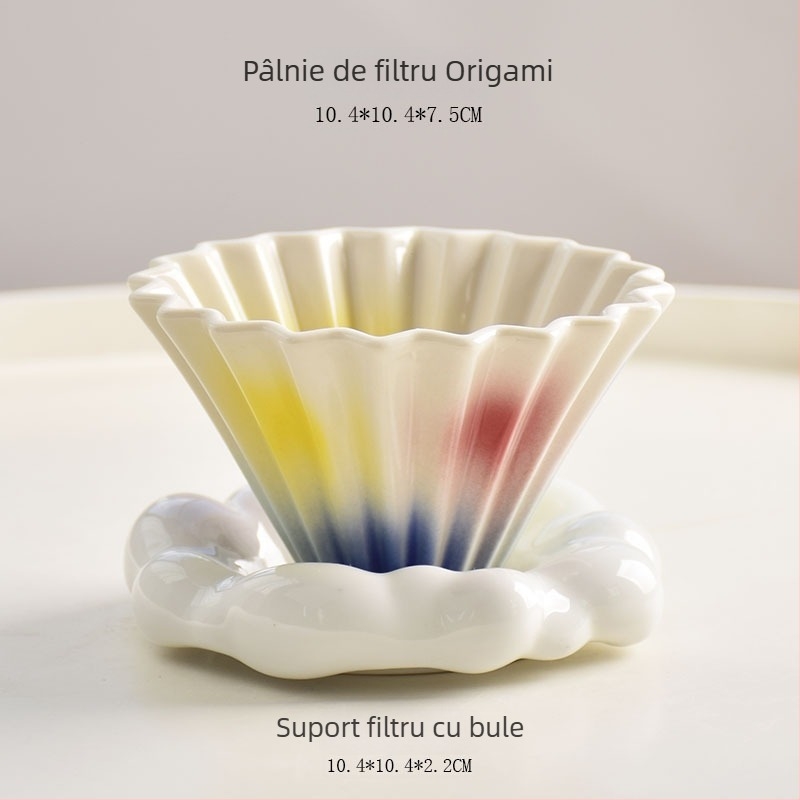 Filtru ceramic V60 pentru cafea, dimensiune mică, stil origami, pregătire manuală