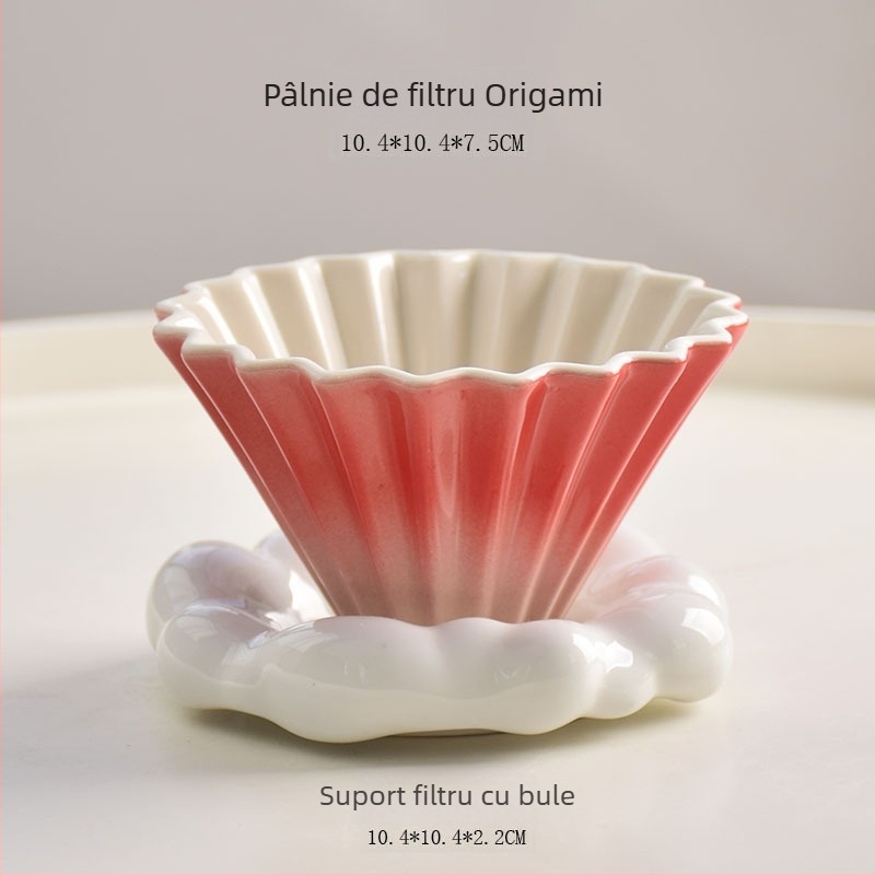 Filtru ceramic V60 pentru cafea, dimensiune mică, stil origami, pregătire manuală